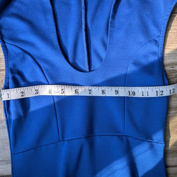 Revamped Women’s Blue Bodycon Midi Dress Size M Cap Sleeve Scoop Neck - Picture 5 of 5